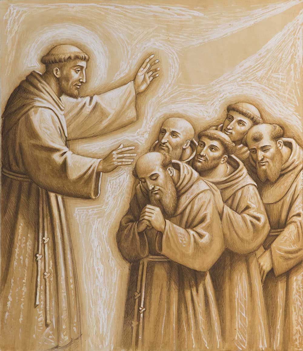 San Francesco che manda i primi 5 frati (protomartiri) in Marocco